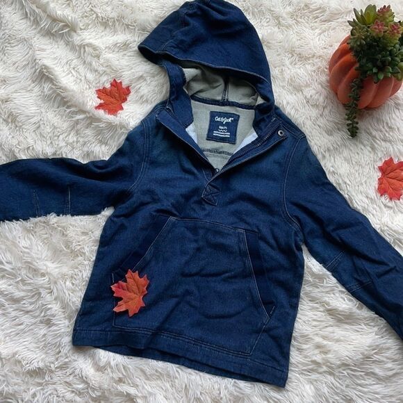 Cat & Jack Denim Pull Over Hoodie Jacket Shirt - Picture 1 of 7